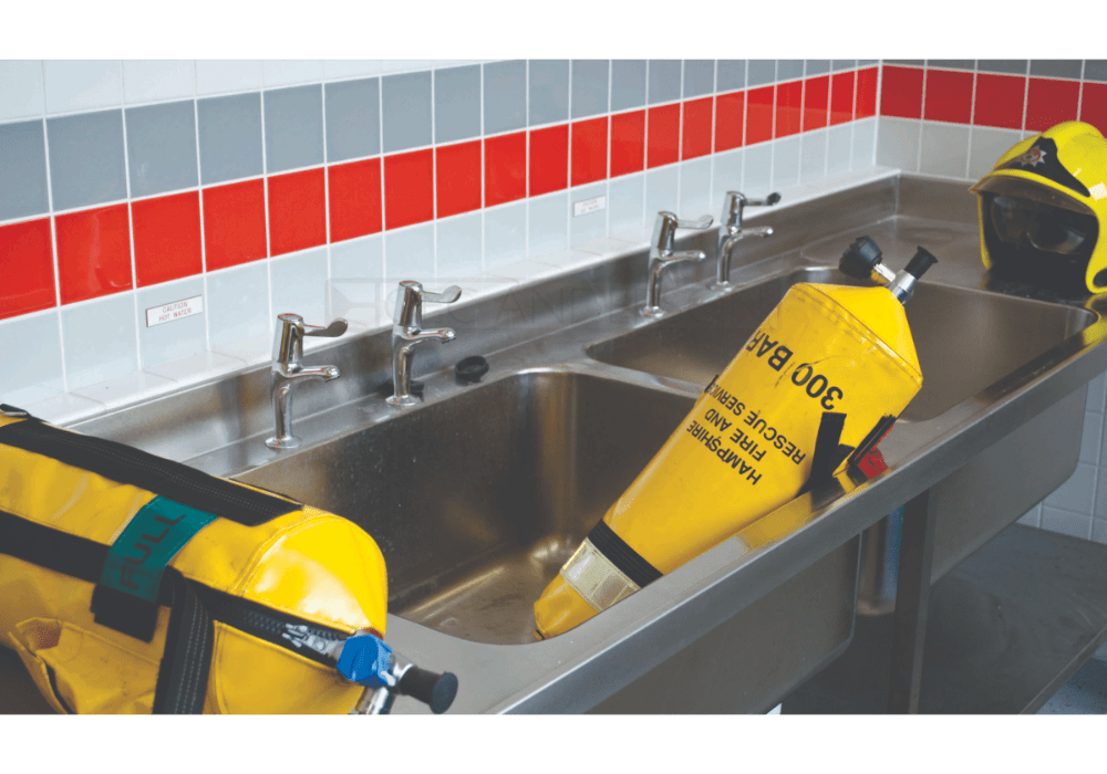 Special sized sinks for breathing apparatus (BA) room