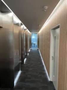 brushed stainless steel lift lobby