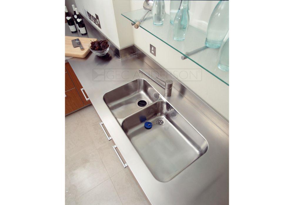 Custom made worktops integrated sink bowls.